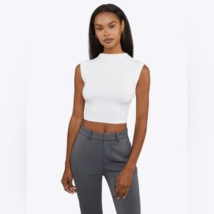 Cuts Clothing Cream Sleeveless Crop Top